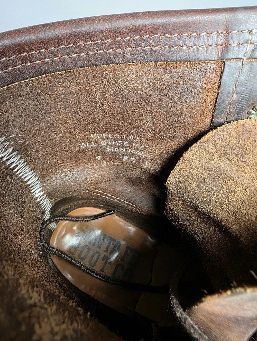 Santa Fe Boot Co Vintage Leather Logger Work Boots Brown Black Size 9 Vibram